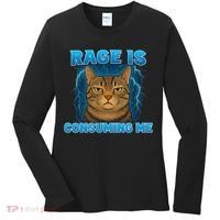 Rage Is Consuming Me Funny Lightning Angry Cat Meme Women's Long Sleeve Shirt thumb 0