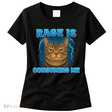 Rage Is Consuming Me Funny Lightning Angry Cat Meme Women's T-Shirt