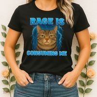 Rage Is Consuming Me Funny Lightning Angry Cat Meme Women's T-Shirt thumb 2