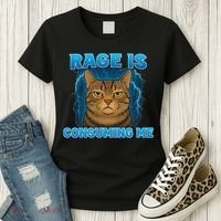 Rage Is Consuming Me Funny Lightning Angry Cat Meme Women's T-Shirt thumb 3