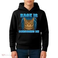 Rage Is Consuming Me Funny Lightning Angry Cat Meme Kids Hoodie thumb 4