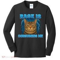 Rage Is Consuming Me Funny Lightning Angry Cat Meme Kids Long Sleeve Shirt thumb 0