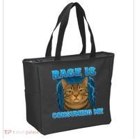 Rage Is Consuming Me Funny Lightning Angry Cat Meme Tote Bag thumb 2