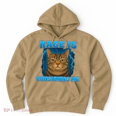 Rage Is Consuming Me Funny Lightning Angry Cat Meme Hoodie