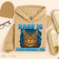 Rage Is Consuming Me Funny Lightning Angry Cat Meme Hoodie thumb 4