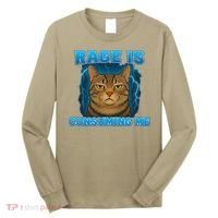 Rage Is Consuming Me Funny Lightning Angry Cat Meme Long Sleeve Shirt thumb 0