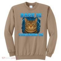 Rage Is Consuming Me Funny Lightning Angry Cat Meme Sweatshirt thumb 0