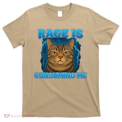 Rage Is Consuming Me Funny Lightning Angry Cat Meme T-Shirt