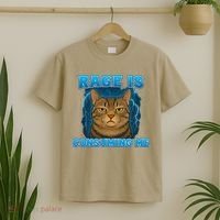 Rage Is Consuming Me Funny Lightning Angry Cat Meme T-Shirt thumb 2