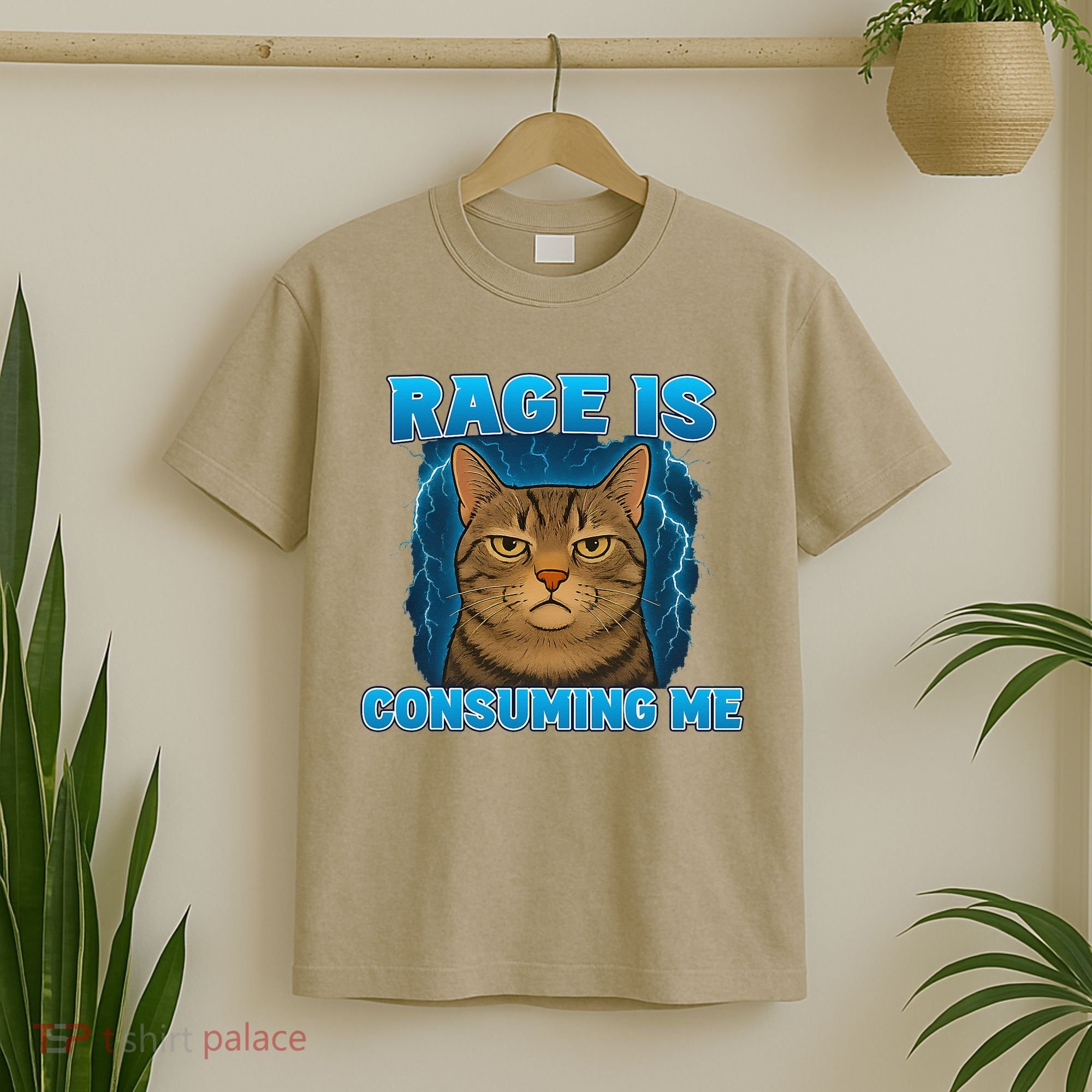 Rage Is Consuming Me Funny Lightning Angry Cat Meme T-Shirt