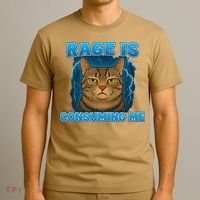 Rage Is Consuming Me Funny Lightning Angry Cat Meme T-Shirt thumb 3