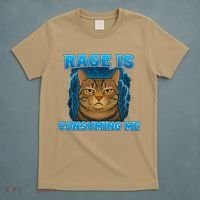 Rage Is Consuming Me Funny Lightning Angry Cat Meme T-Shirt thumb 5