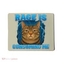 Rage Is Consuming Me Funny Lightning Angry Cat Meme Mousepad thumb 0
