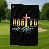 Rooted In Christ Christian Religious Christian Golf Towel thumb 1