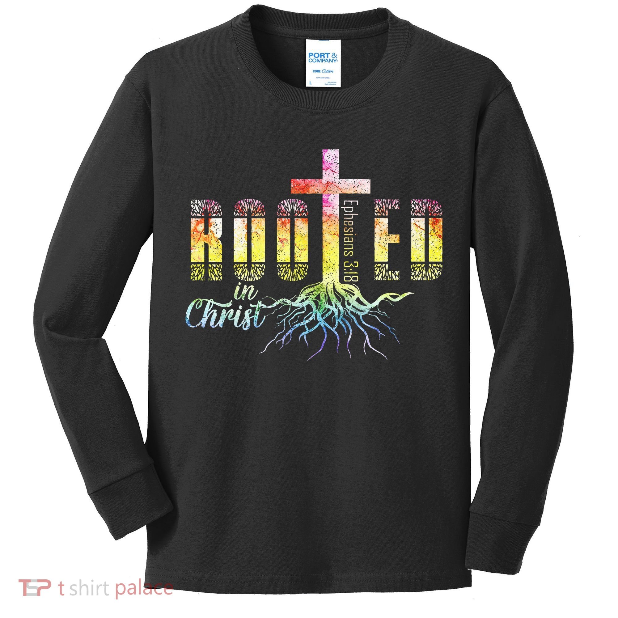 Rooted In Christ Christian Religious Christian Kids Long Sleeve Shirt