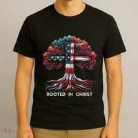 Rooted In Christ Jesus Faith And Love Religious Jesus Lover T-Shirt thumb 3