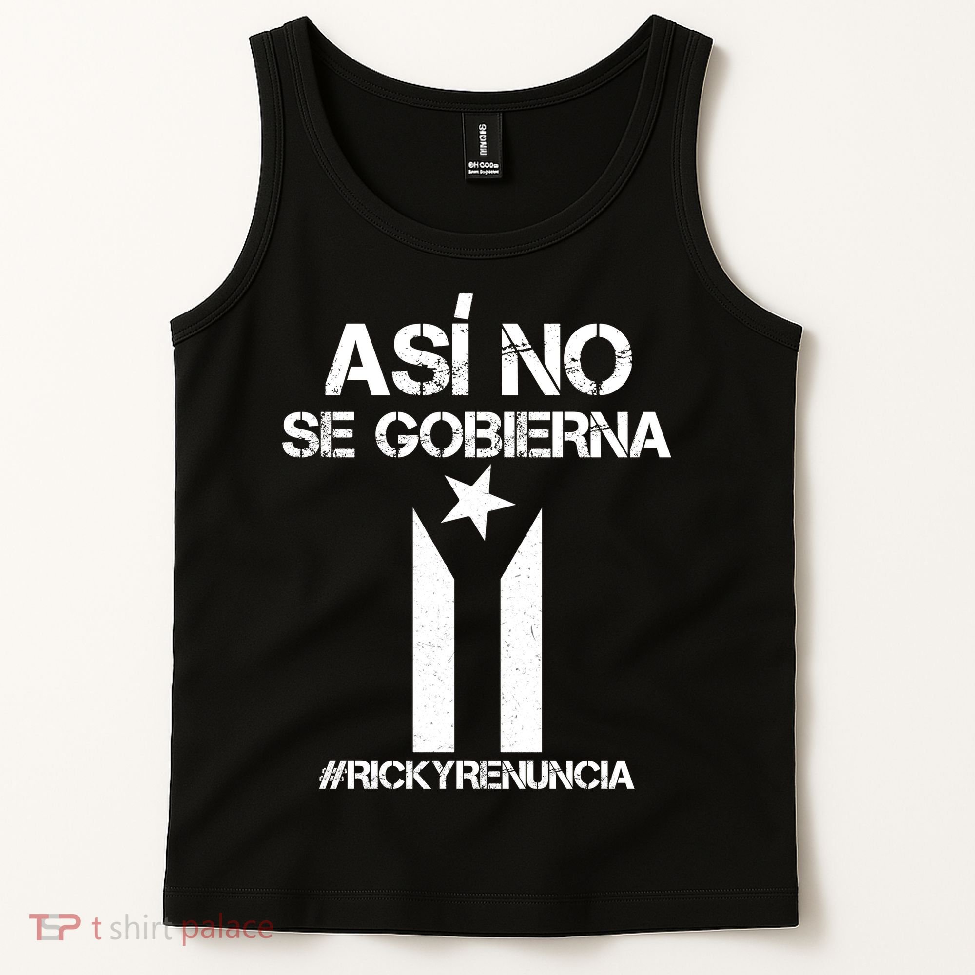 Ricky Renuncia Bandera Negra Puerto Rico Tank Top