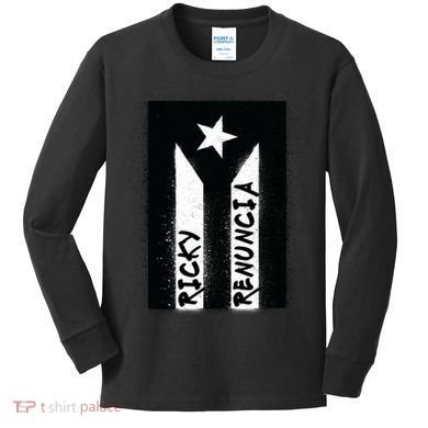 Ricky Renuncia Puerto Rico Flag Kids Long Sleeve Shirt