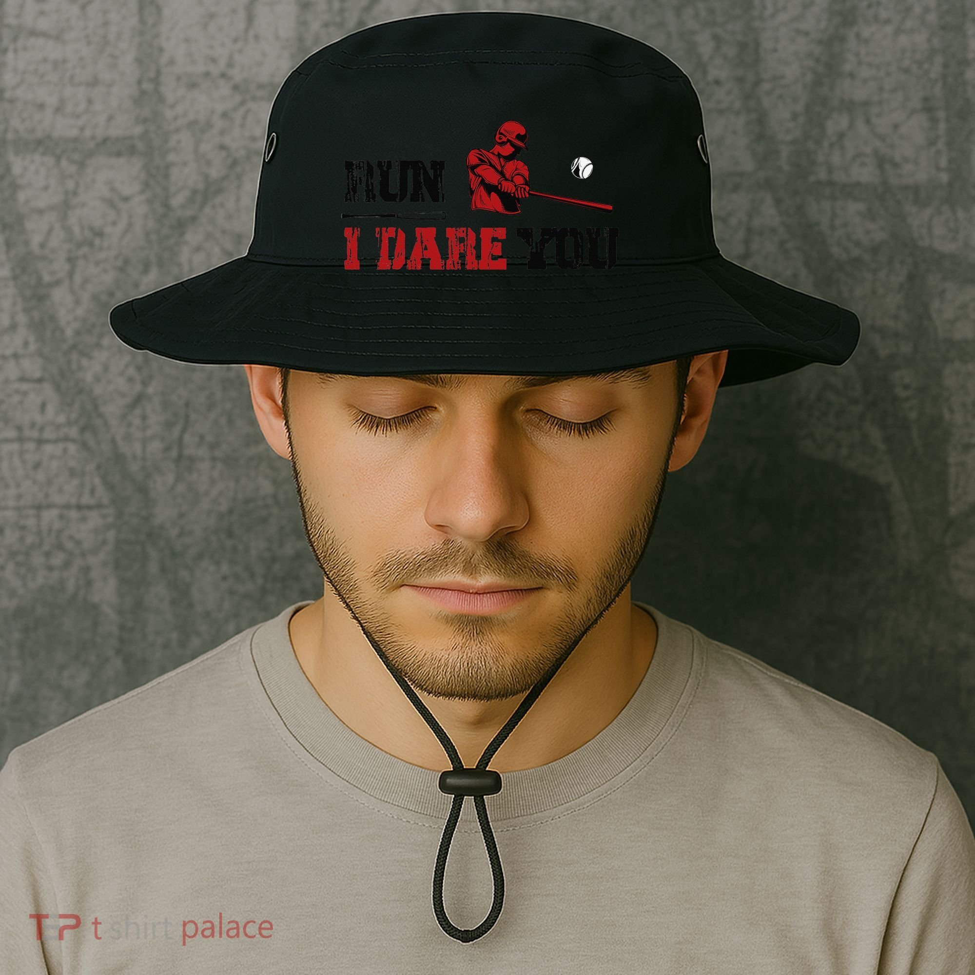 Run I Dare You Funny Baseball Catcher Baseball Player Lover Bucket Hat