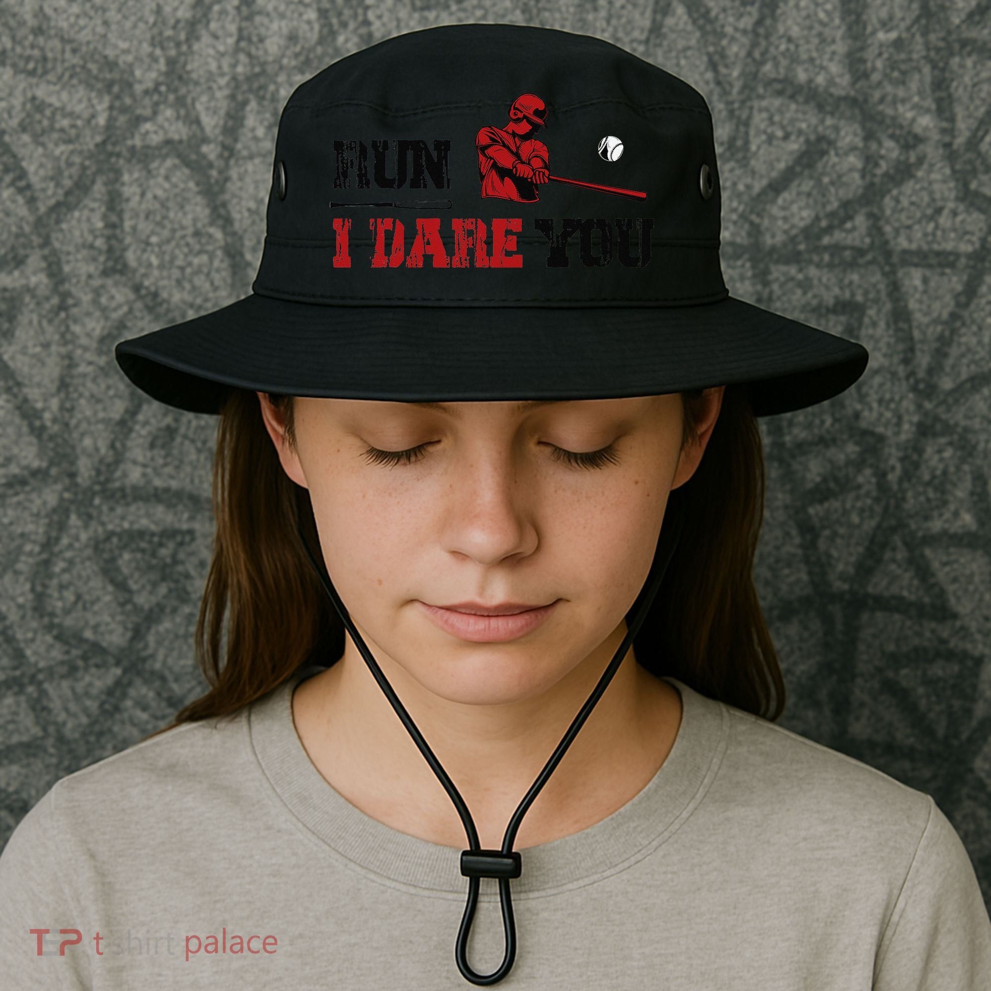 Run I Dare You Funny Baseball Catcher Baseball Player Lover Bucket Hat