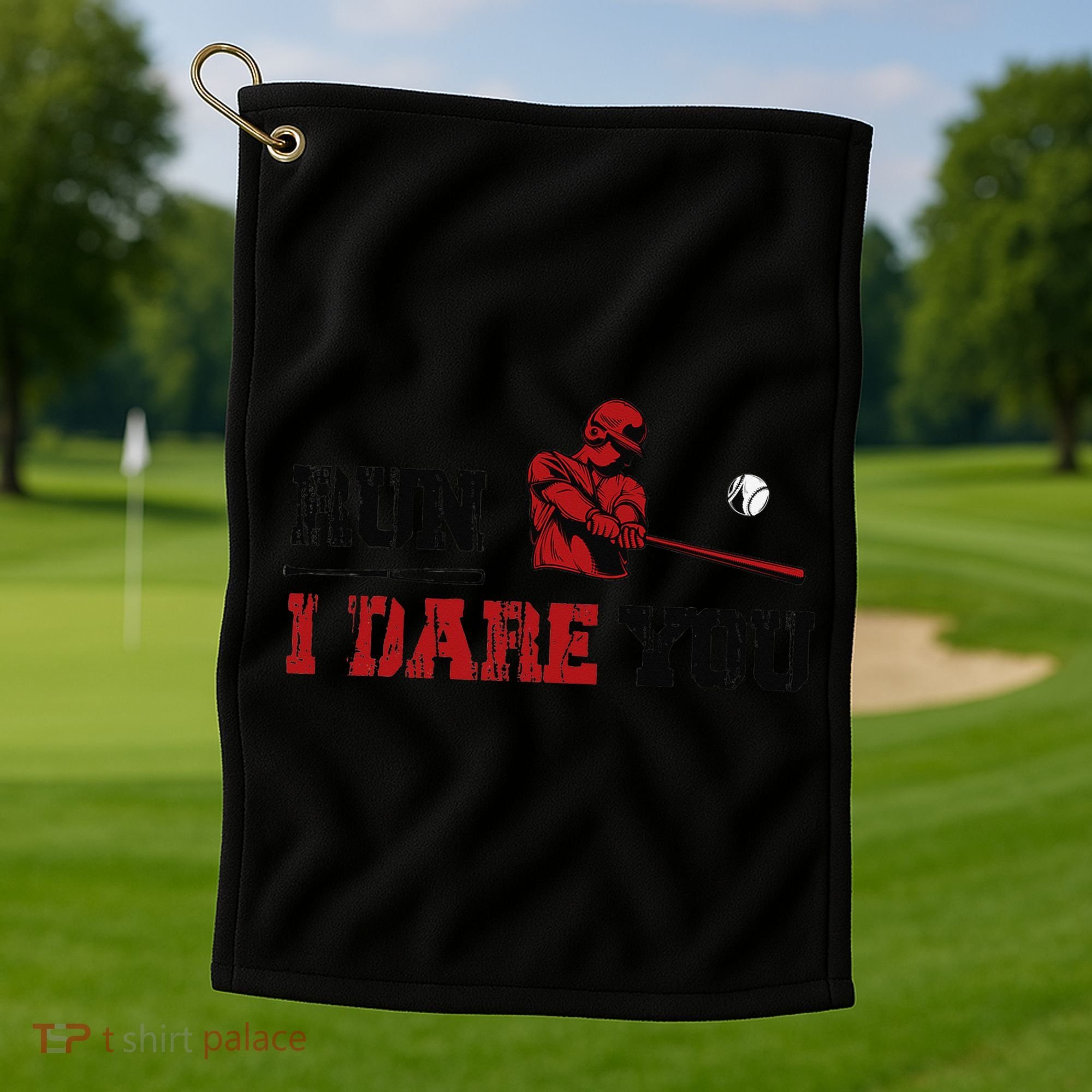 Run I Dare You Funny Baseball Catcher Baseball Player Lover Golf Towel
