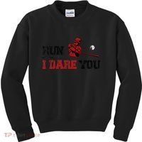 Run I Dare You Funny Baseball Catcher Baseball Player Lover Kids Sweatshirt thumb 0