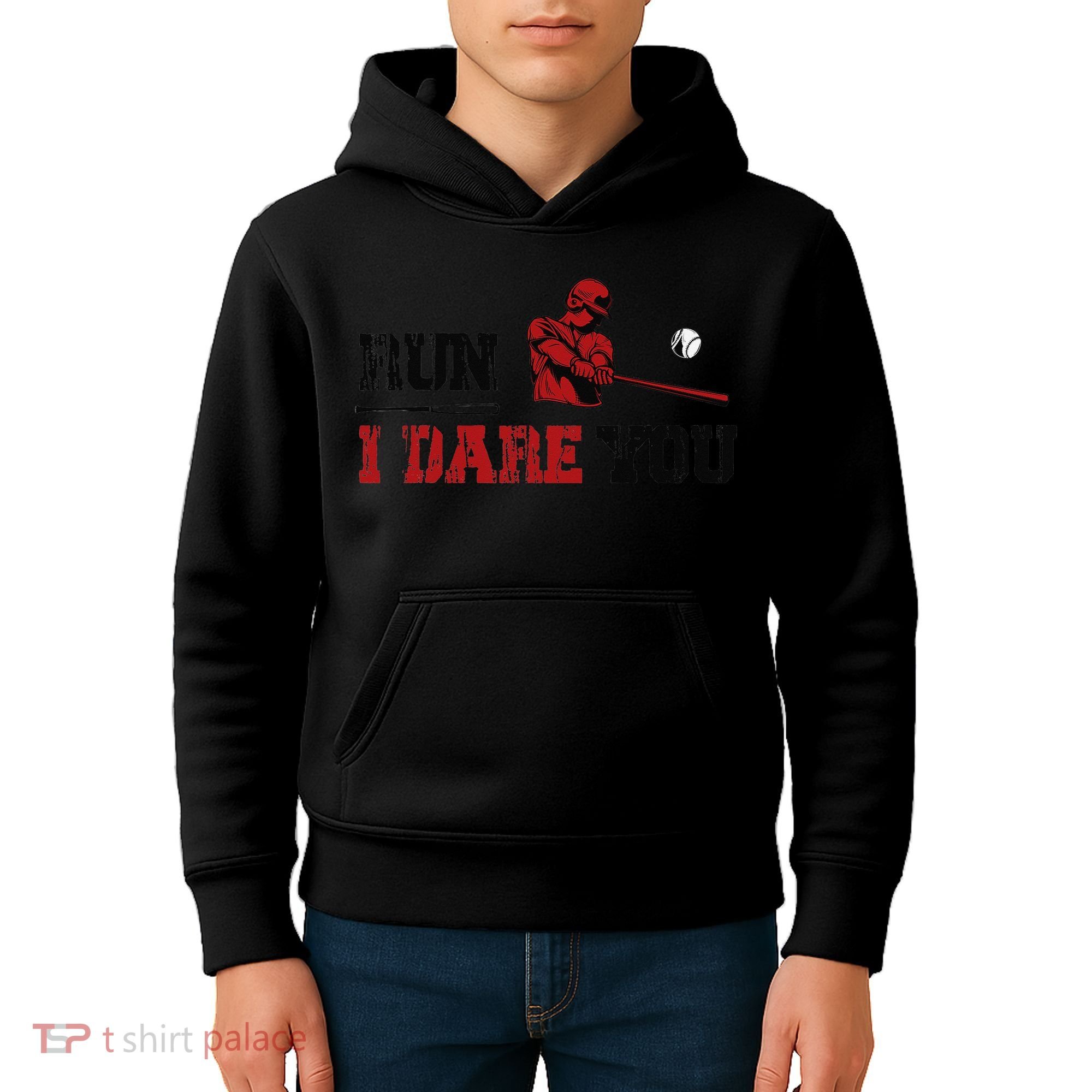 Run I Dare You Funny Baseball Catcher Baseball Player Lover Kids Hoodie