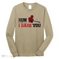 Run I Dare You Funny Baseball Catcher Baseball Player Lover Long Sleeve Shirt thumb 0