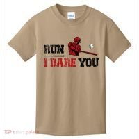 Run I Dare You Funny Baseball Catcher Baseball Player Lover Kids T-Shirt thumb 0