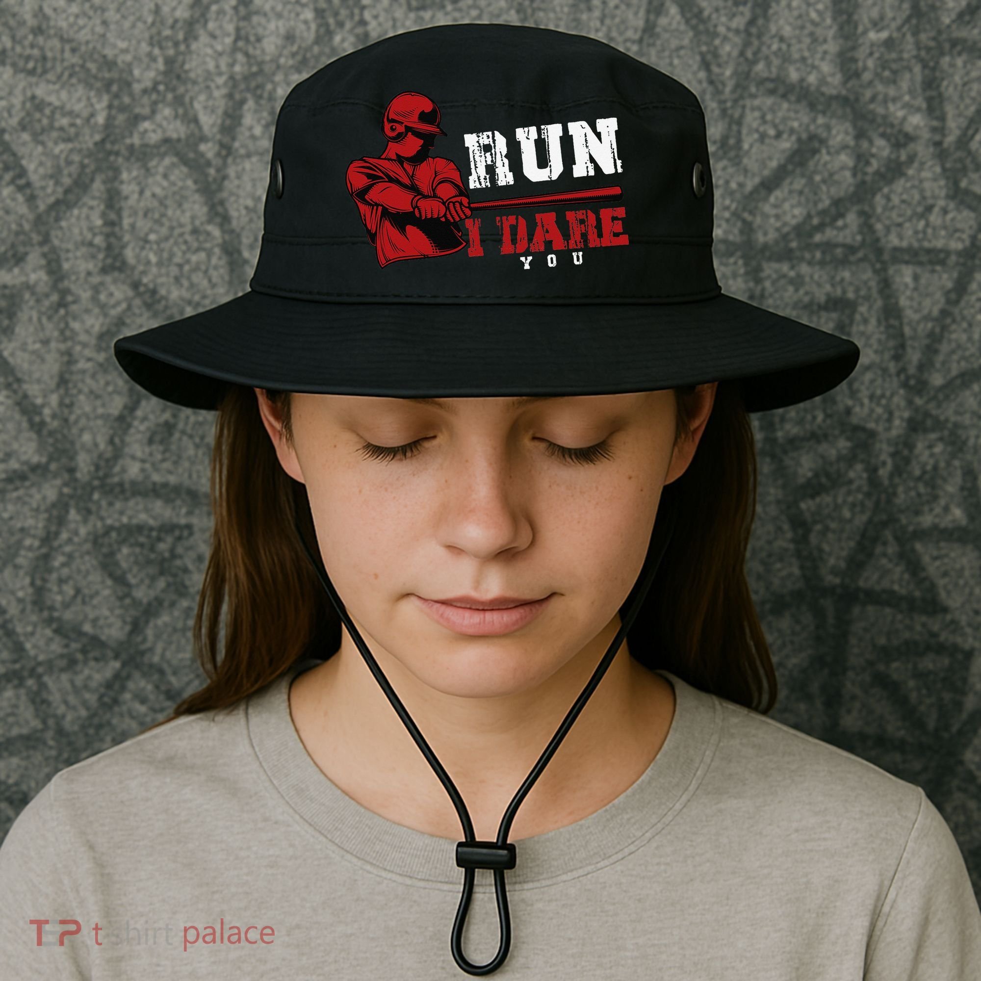 Run I Dare You Funny Baseball Catcher Baseball Player Lover Bucket Hat