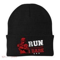Run I Dare You Funny Baseball Catcher Baseball Player Lover Beanie thumb 0