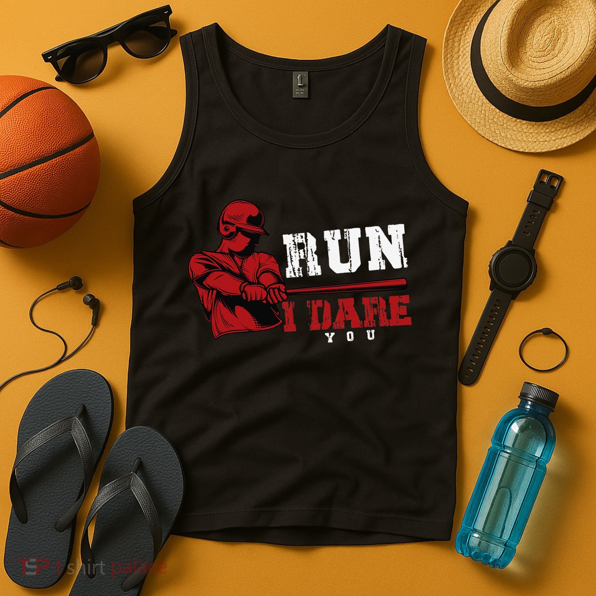 Run I Dare You Funny Baseball Catcher Baseball Player Lover Tank Top