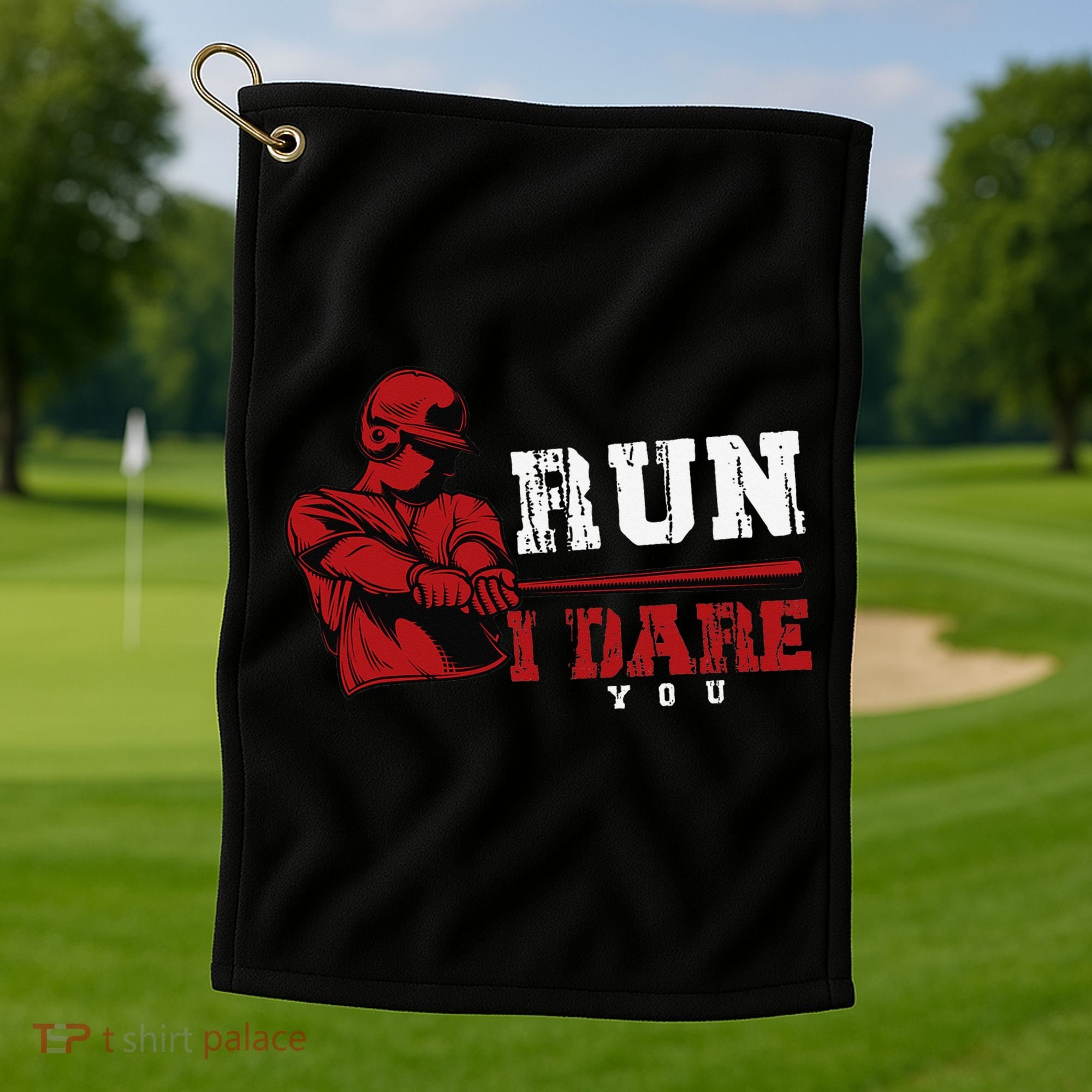 Run I Dare You Funny Baseball Catcher Baseball Player Lover Golf Towel