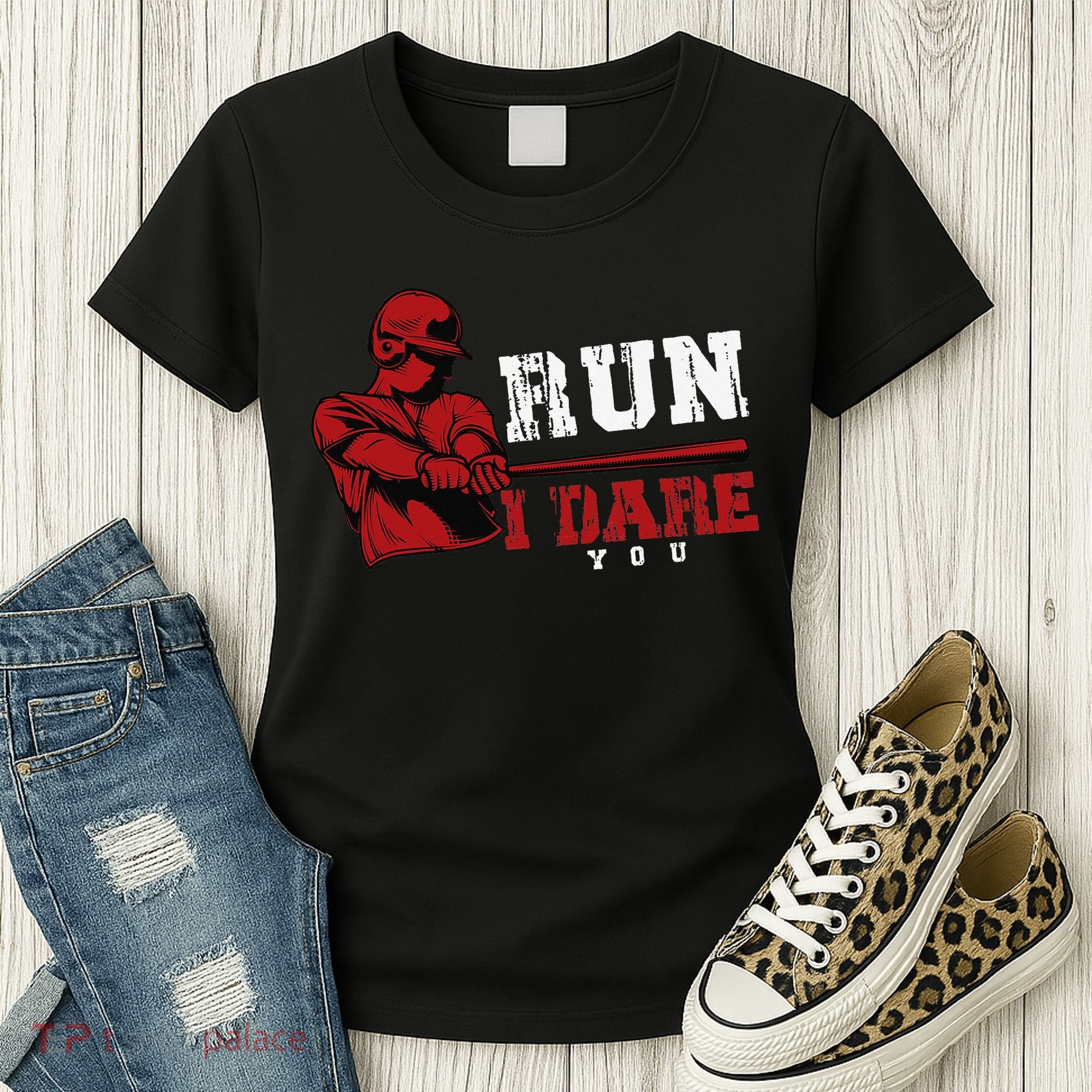 Run I Dare You Funny Baseball Catcher Baseball Player Lover Women's T-Shirt
