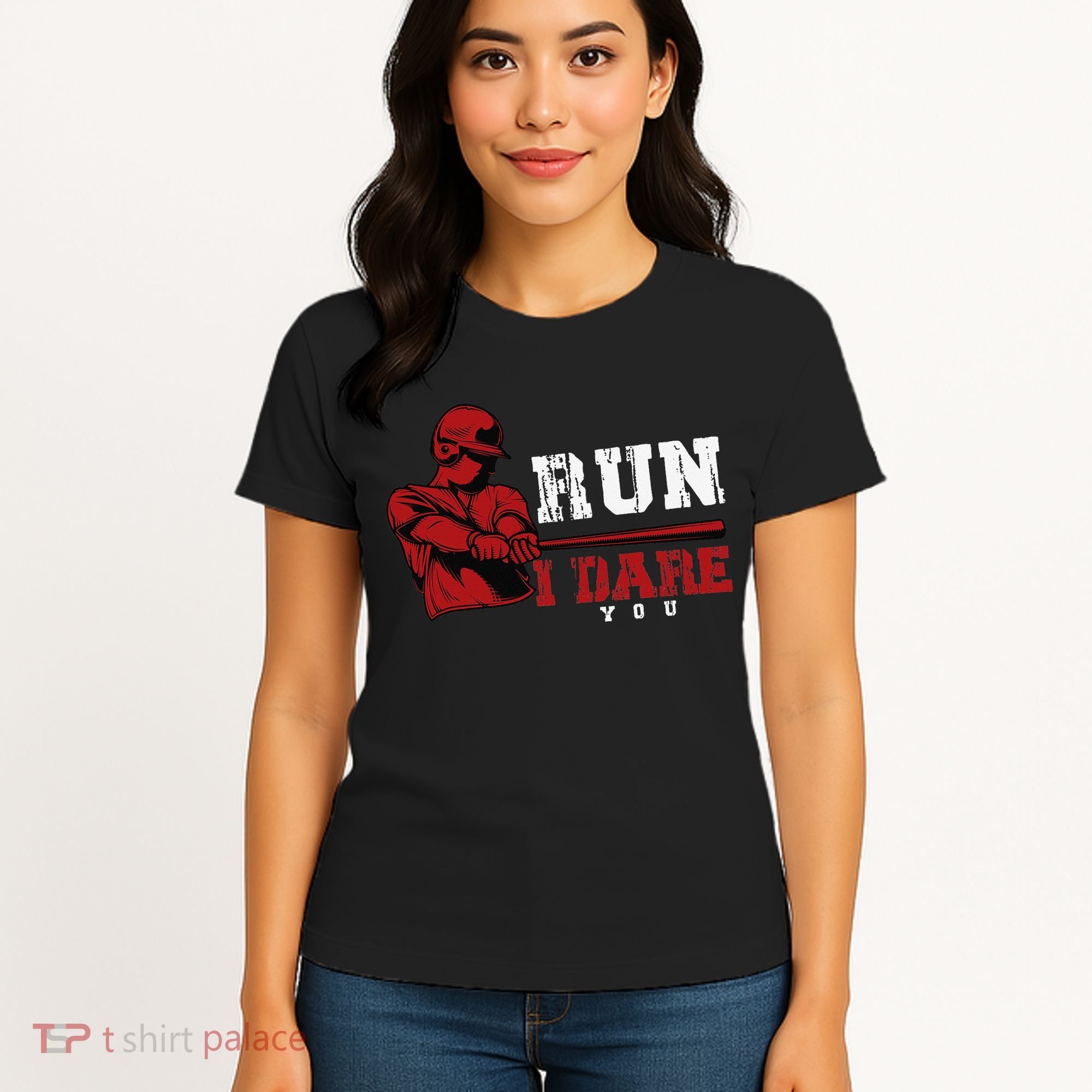 Run I Dare You Funny Baseball Catcher Baseball Player Lover Women's T-Shirt
