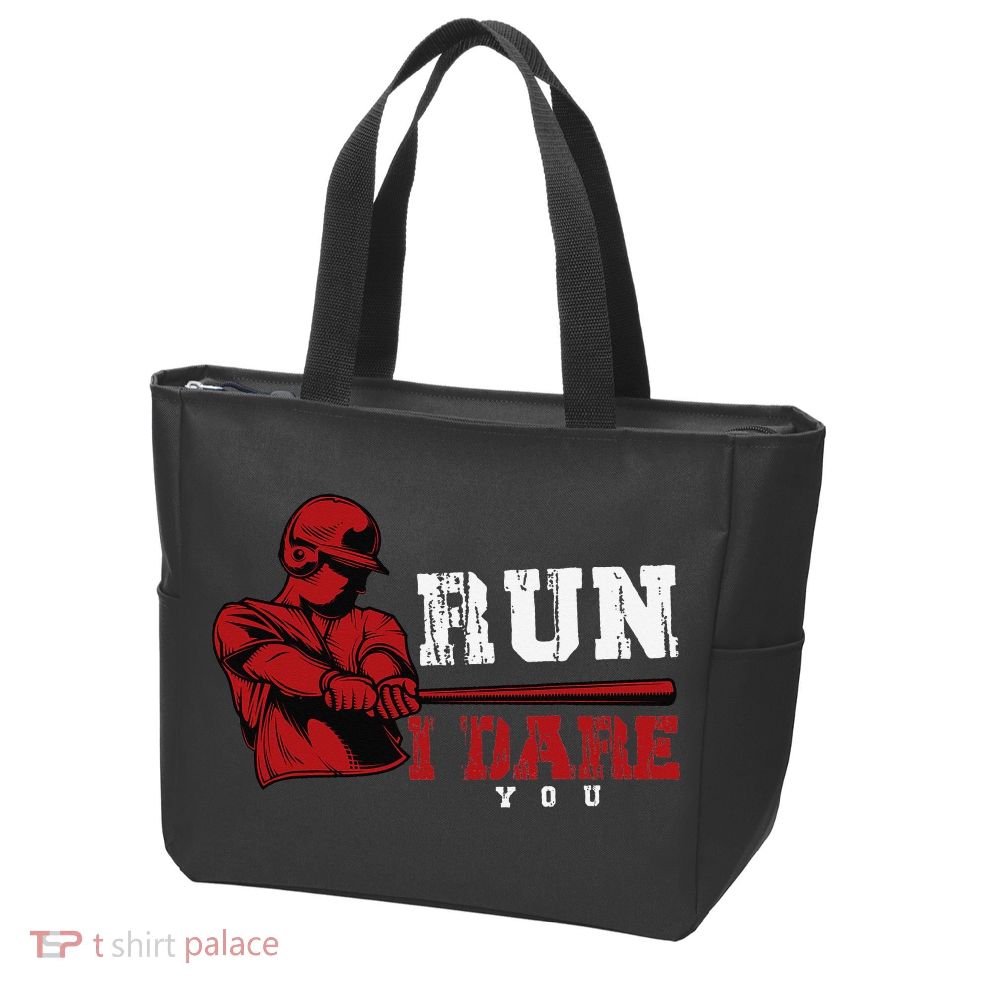 Run I Dare You Funny Baseball Catcher Baseball Player Lover Tote Bag
