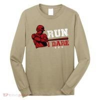 Run I Dare You Funny Baseball Catcher Baseball Player Lover Long Sleeve Shirt thumb 0