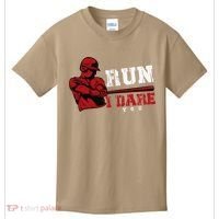 Run I Dare You Funny Baseball Catcher Baseball Player Lover Kids T-Shirt thumb 0