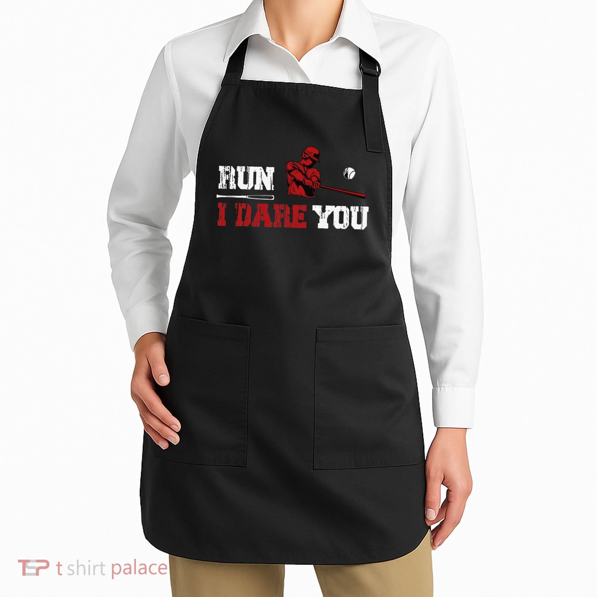 Run I Dare You Funny Baseball Catcher Baseball Player Lover Apron