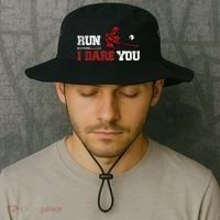 Run I Dare You Funny Baseball Catcher Baseball Player Lover Bucket Hat thumb 2
