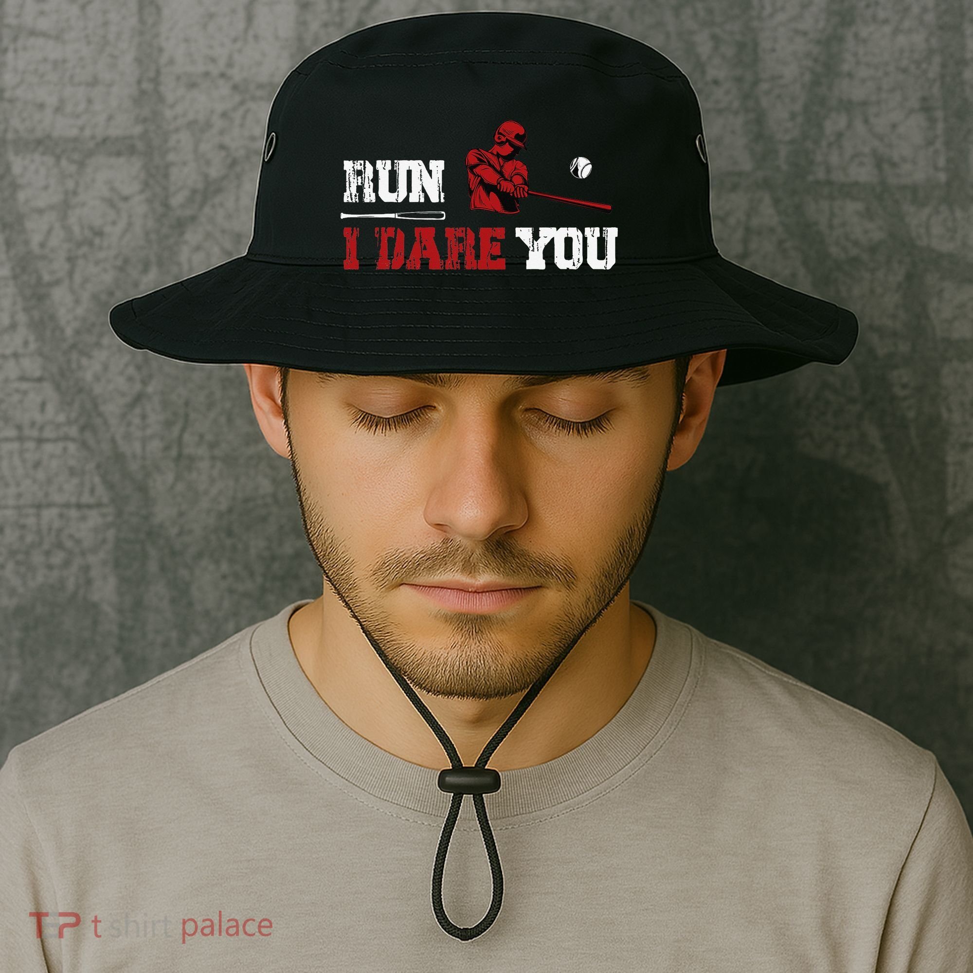 Run I Dare You Funny Baseball Catcher Baseball Player Lover Bucket Hat