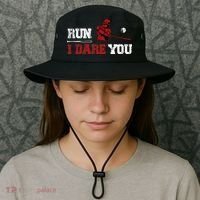 Run I Dare You Funny Baseball Catcher Baseball Player Lover Bucket Hat thumb 3