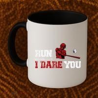 Run I Dare You Funny Baseball Catcher Baseball Player Lover Coffee Mug thumb 2