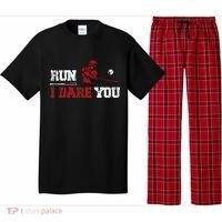 Run I Dare You Funny Baseball Catcher Baseball Player Lover Pajama Set thumb 0