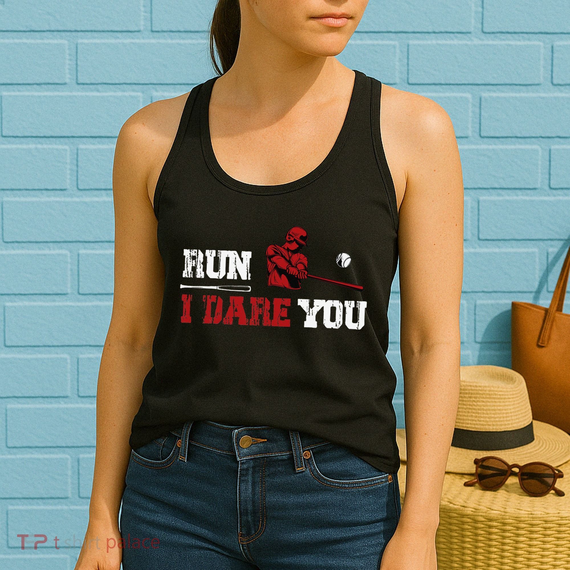 Run I Dare You Funny Baseball Catcher Baseball Player Lover Women's Tank Top