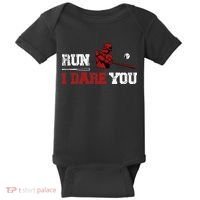Run I Dare You Funny Baseball Catcher Baseball Player Lover Baby Bodysuit thumb 0