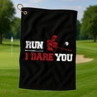 Run I Dare You Funny Baseball Catcher Baseball Player Lover Golf Towel thumb 1