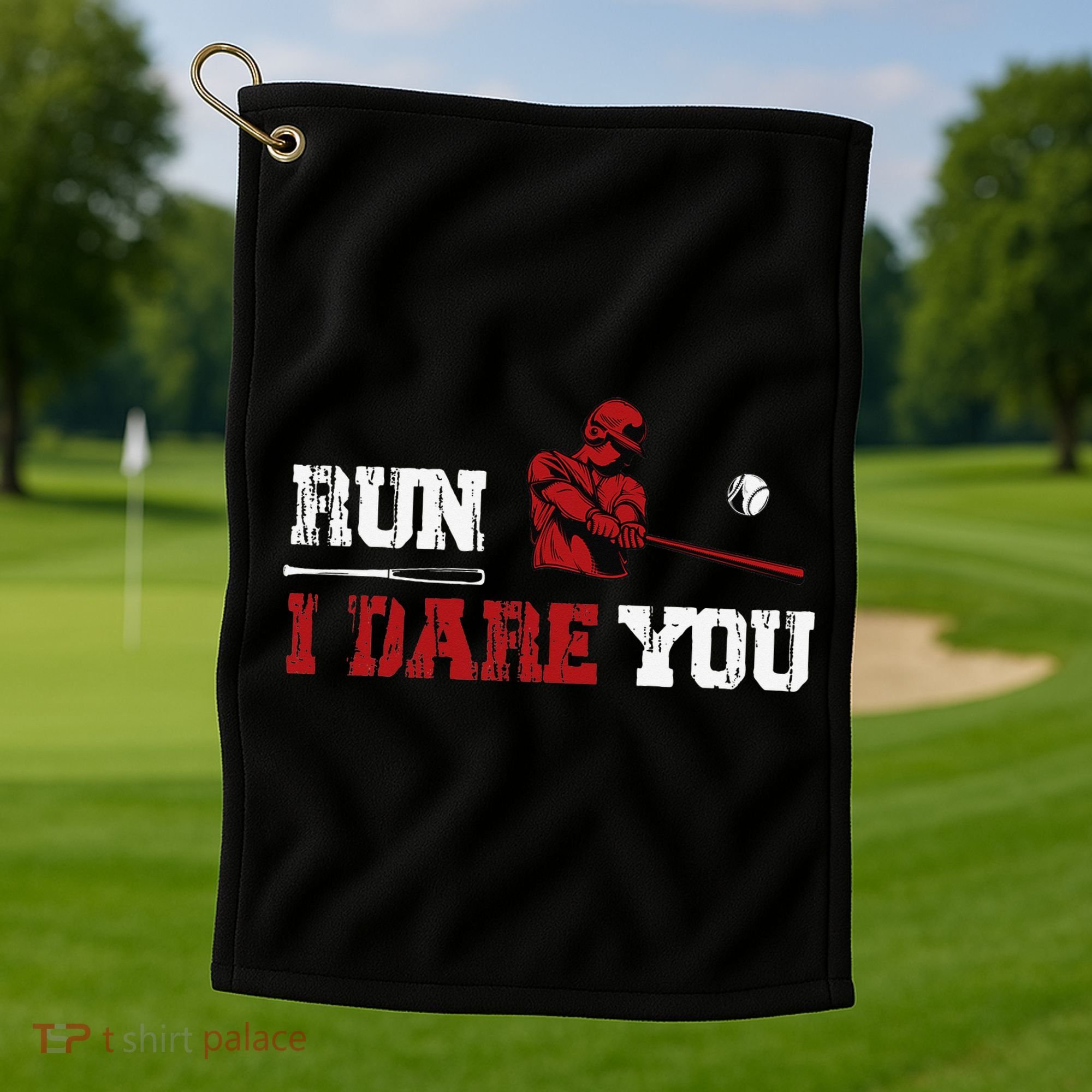 Run I Dare You Funny Baseball Catcher Baseball Player Lover Golf Towel
