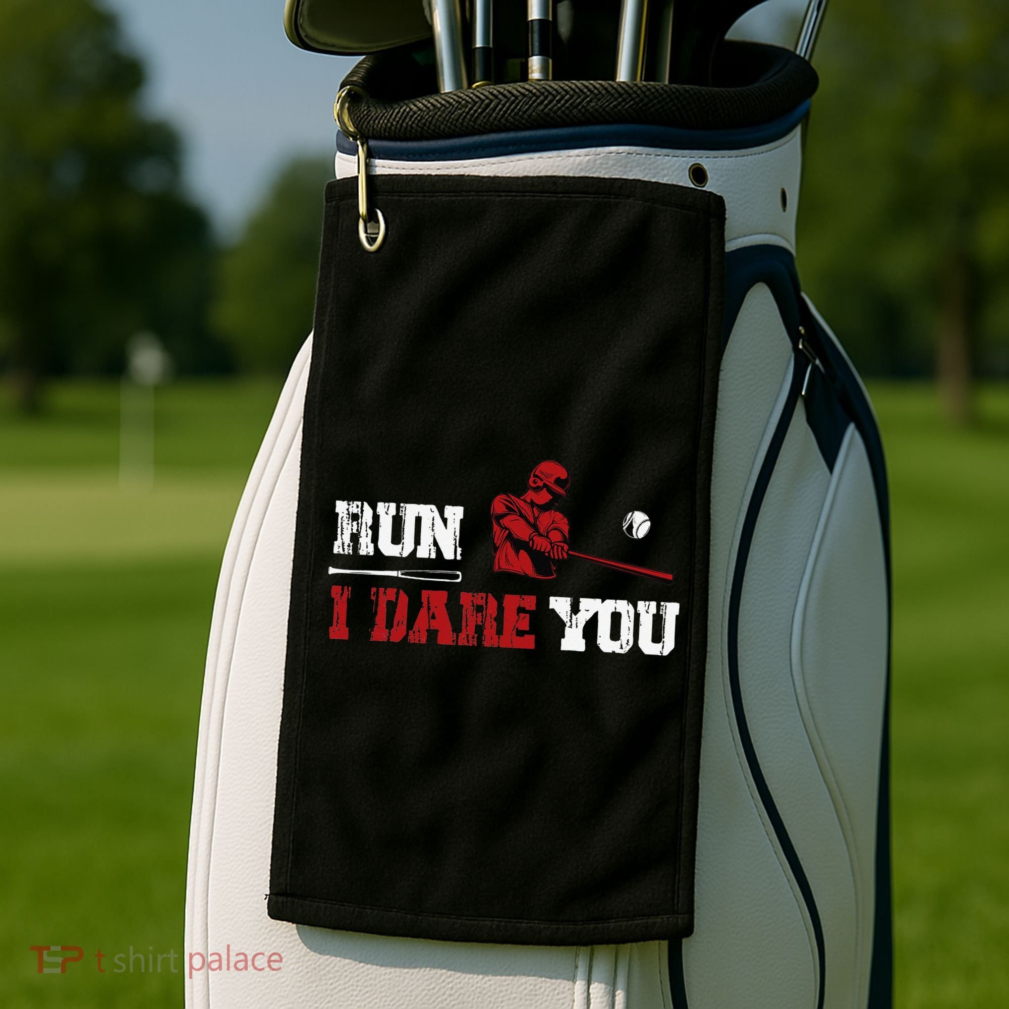 Run I Dare You Funny Baseball Catcher Baseball Player Lover Golf Towel