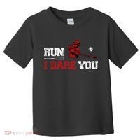 Run I Dare You Funny Baseball Catcher Baseball Player Lover Toddler T-Shirt thumb 0